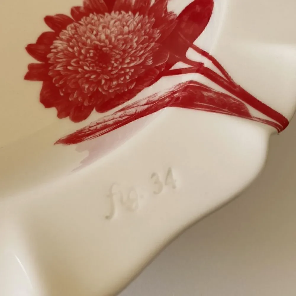 Anthropologie Large Serving Bowl White Floral Decorated Fleur 13”